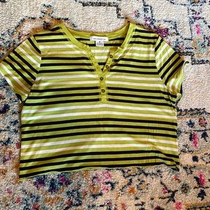 Green, White, and Navy Blue Striped Crop Too